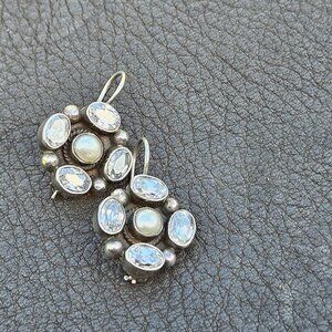 Sterling Silver, Crystal and Freshwater Pearl Earrings